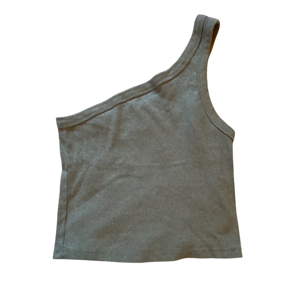 American Eagle Mensâ One Shoulder Ribbed Tank Top Olive Green Small